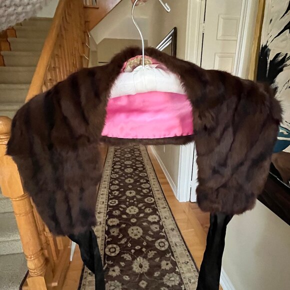 Mink Fur Collar - Brown and Black Colour - Authentic - Picture 4 of 17
